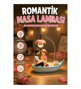 Oturan Çift Figürlü LED Gece Lambası Romantik Dekoratif Masa Lambası