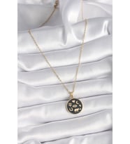 316L Çelik Gold Renk Siyah Şans Kolyesi 5886 - SSSSSS1945-5551