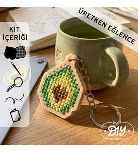 Etamina Avokado Figürlü Kanaviçe Anahtarlık Kiti