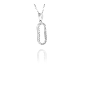 Oval Açık Taşlı Kolye (Gümüş)