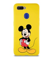 Oppo A12 Soft Premier Kapak Mickey Mouse-E Tasarımlı Silikon Kılıf - Sarı (Şeffaf)