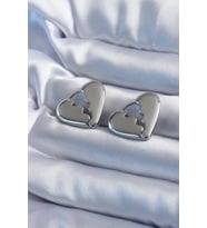 Gümüş Renk Kırık Kalp Model Pirinç Kadın Küpe - TJ-BKP8083