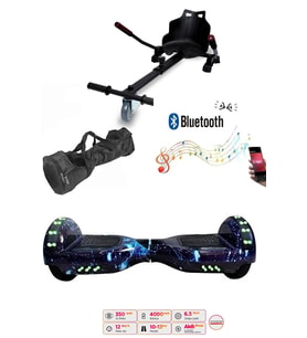 Elektrikli Kaykay Scooter Akıllı Denge Hoverboard + HoverKart + Çanta FULL LEDLİ EXTREM PAKET D12