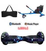 Elektrikli Kaykay Scooter Akıllı Denge Hoverboard + HoverKart + Çanta FULL LEDLİ EXTREM PAKET D12