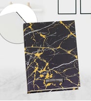Kişiye Özel Gold Detaylı Siyah Mermer Desen Defter