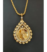 22 AYAR ALTIN KAPLAMA KADIN GOLD HALAT KORDON ZİNCİRLİ TUGRA KOLYE