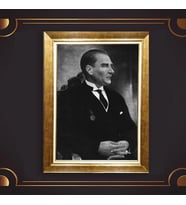 Özel Seri Paspartulu Çerçeveli Atatürk Tablo l404 (Gold)