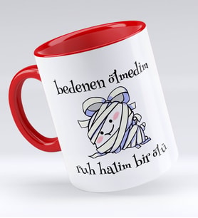 Bk Gift Ruh Halim Bir Ölü Tasarımlı Kırmızı Kupa Bardak - Model 1