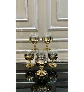 Kristal Titanyum 300 ml Gold Ayaklı Kahve Yanı Su Bardağı