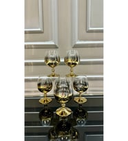 Kristal Titanyum 300 ml Gold Ayaklı Kahve Yanı Su Bardağı