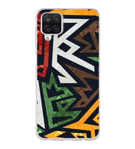 Samsung Galaxy A12 Uyumlu Kapak Soyut Grafiti Tasarımlı Şeffaf Silikon Kılıf