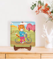 BK Toys Çocuklar İçin 2 si 1 arada Eğitici-Öğretici Ahşap 4 Parça Yapboz Puzzle Çerçeve Model 17