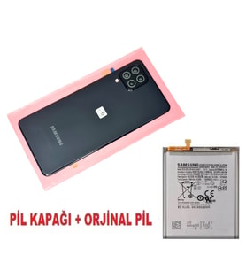 Samsung Galaxy A22 (4G) Arka Pil Batarya Kapağı + PİL (Kamera Lensli) SİYAH