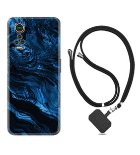 General Mobile GM 21 Pro GM 22 Pro Plus Kılıf Boyun Askılı Silikon Blue MArble 1379