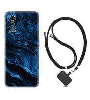General Mobile GM 21 Pro GM 22 Pro Plus Kılıf Boyun Askılı Silikon Blue MArble 1379