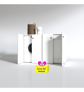 Kenzlife çamaşır&kurutma&bulaşık makinesi dolabı tatyanakare byz 90*140*60 arkalıksız + tekli duvar rafı hediyeli (Karışık)