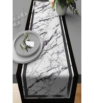 Silver Çerçeveli Desen Premium Masa Örtüsü Runner RNR244