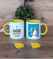 Göz Doktoru Kupa Bardak Sarı Fotoğraflı Tıp Bayramı Hediyesi