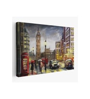 Ingiltere Londra Da Gece Yağlıboya Görünüm Dekoratif Tablo-3542