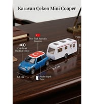 Mini Cooper Karavanlı Oyuncak Araba Seti - Türk Bayraklı Çek Bırak Metal Model Araba
