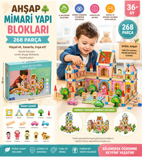 Ahşap Mimari Yapı Blokları 268 Parça Eğitici Yaratıcı ve Renkli İnşa Seti