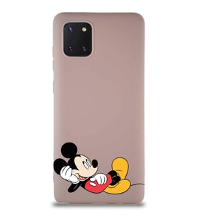 Samsung Galaxy Note 10 Lite Soft Premier Kapak Mickey Mouse-F Tasarımlı Silikon Kılıf - Pudra (Şeffaf)
