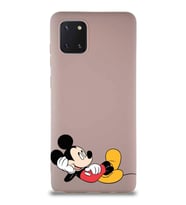 Samsung Galaxy Note 10 Lite Soft Premier Kapak Mickey Mouse-F Tasarımlı Silikon Kılıf - Pudra (Şeffaf)