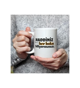 Haddiniz Hariç Her B*ku Biliyorsunuz Baskılı Beyaz Kupa - Komik Hediye Bardak Fincan Mug