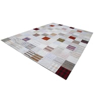 Açık Gri El Dokuma Kilim Modern Geometrik Desenli Salon Yatak Odası Düz Dokuma Şık Tasarım