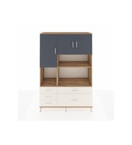 Hyperion Dolap 8 Raflı 5 Çekmeceli 3 Kapaklı 132x44x195 Çam-Antrasit/Aytaşı