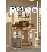 Pantego 124cm Çalışma Masası Bilgisayar Masası Raflı Sepet-Beyaz PAN1-SW