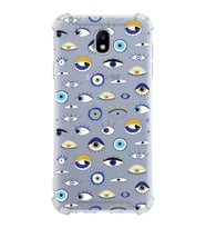 PrintiFy Samsung Galaxy J7 Pro Uyumlu Nazar Boncuğu 2 Baskılı Şeffaf Köşe Korumalı Antişok Kılıf