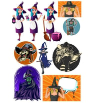 Cadı Sticker Set-3 10 Parça Telefon, Tablet, Defter, Laptop Sticker