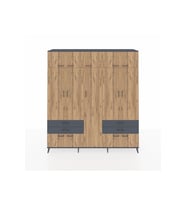 Hyperion Dolap 12 Raflı 4 Çekmeceli 2 Askılı 220x44x243 Antrasit-Çam/Antrasit