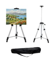 Temel Katlanabilir Alüminyum Tripod Şövale - Kollu Yükseklik Ayarlı, Su Terazili, Gümüş