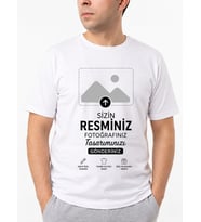Kişiye Özel Fotoğraf Baskılı Beyaz Tişört – Yazılı Resimli Unisex Tshirt