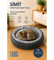 Yumuşak Minderli Simit Evcil Hayvan Yatağı, Rahat ve Şık Antrasit Renk
