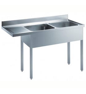 Electrolux Professional Tezgahaltı Bulaşık Makinesi İçin Tezgah, 2 Evyeli (400x500 Mm), Damlalık Solda - 1600 Mm EDBD1617L