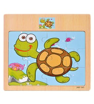 Hayal Sepeti KAPLUMBAĞA resimli Ahşap Çocuk Puzzle 12 Parça 15x17cm
