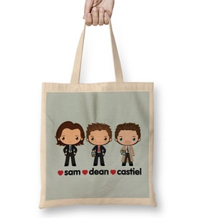 Love Sam Dean Castiel Supernatural Bez Çanta Uzun Saplı