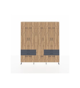 Arges Dolap 11 Raflı 4 Çekmeceli 2 Askılı 220x30x243 Aytaşı-Çam/Antrasit
