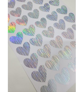 Yapışkanlı Sticker Kalp Şekilli Sticker Etiket Holografik Renkli 40 Adet 3.5x3.5 cm