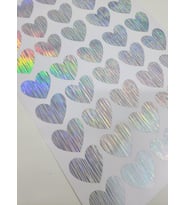 Yapışkanlı Sticker Kalp Şekilli Sticker Etiket Holografik Renkli 40 Adet 3.5x3.5 cm