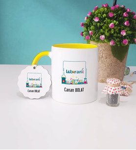 Laborant Kupa Bardak Sarı ve Anahtarlık