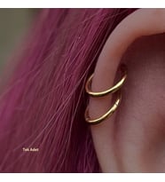 10 mm Gold Cerrahi Çelik Düz Halka Helix Piercing Lob Kıkırdak Rook Daith Conch (Çok Renkli)