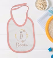 BK Kids Kişiye Özel Pembe Bebek Mama Önlüğü - Model 133