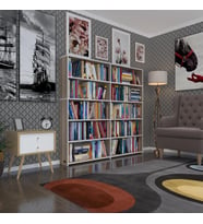 Kenzlife kitaplık süper ga 150*160*19 crd 5 katlı 2 bölme çift bölme opsiyonlu ofis mutfak banyo dolabı arkalıksız