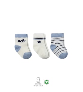 3'Lü Penye Boy And Girl Soket Çorap BS10114 Mavi