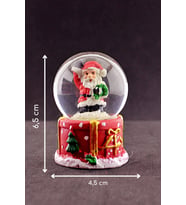Dekoratif Yılbaşı Merry Christmas El Sallayan Noel Baba Temalı  Mini Boy Işıklı Kar Küresi 6,5 cm