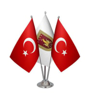 Masa Üstü Kara Kuvvetleri Bayrağı Türk Bayrağı Üçlü Krom Direk Masa Bayrak Seti